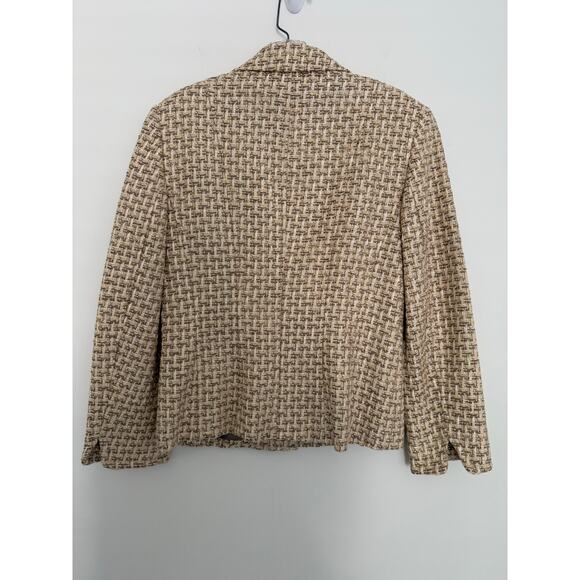 Talbots Tweed Blazer Jacket Italian Fabric Career‎ Office Beige Metallic Sz 4 - Picture 3 of 14
